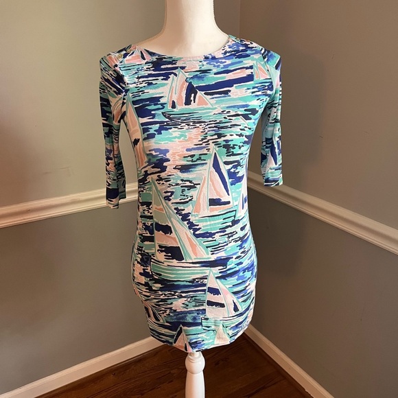 Lilly Pulitzer Tammy UPF 50+ Dress - Pier Pressure Boat Print - Girls Lrg (8-10) - Picture 2 of 8
